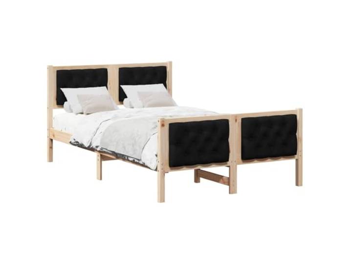 KTHLBRH Bettgestell, schwarz, 120 x 190 cm, Kiefer massiv Gepolstertes Kopfteil, feste Latten, max. Belastung 200 kg, einfach zu montieren
