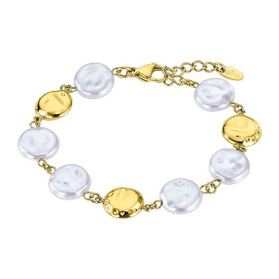 Armband LOTUS "Urban Woman", gold (gelbgoldfarben, perlmuttfarben), Armbänder, Damen, 20,5cm, Edelstahl Perlen, Edelstahl, Perlen, Armband, mit Glasperle