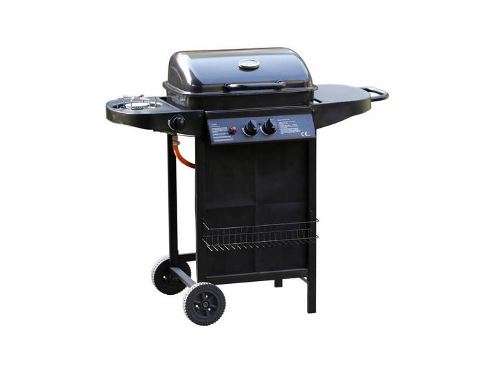 Habitat Garten Gasgrill festa 5 Schwarz, Grau, Metall, 51.5x95x120 cm, Grills, Gasgriller