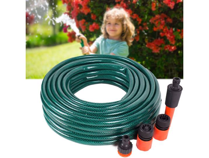Gartenschlauch-Set mit Anschlüssen und Sprühkopf, 15 m