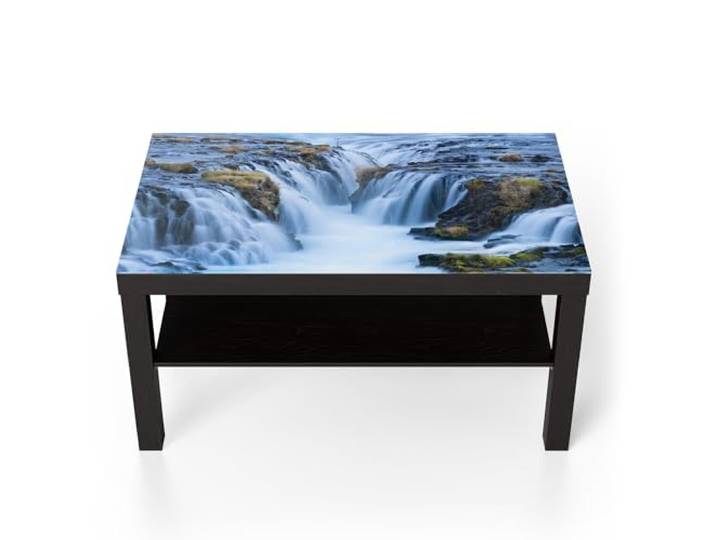 DEQORI Glastisch schwarz groß 90x50 cm Motiv Flüsternde Fluten ausgefallener Beistelltisch aus Glas Hochglanz Couchtisch fürs Wohnzimmer moderner Couch Tisch mit Design