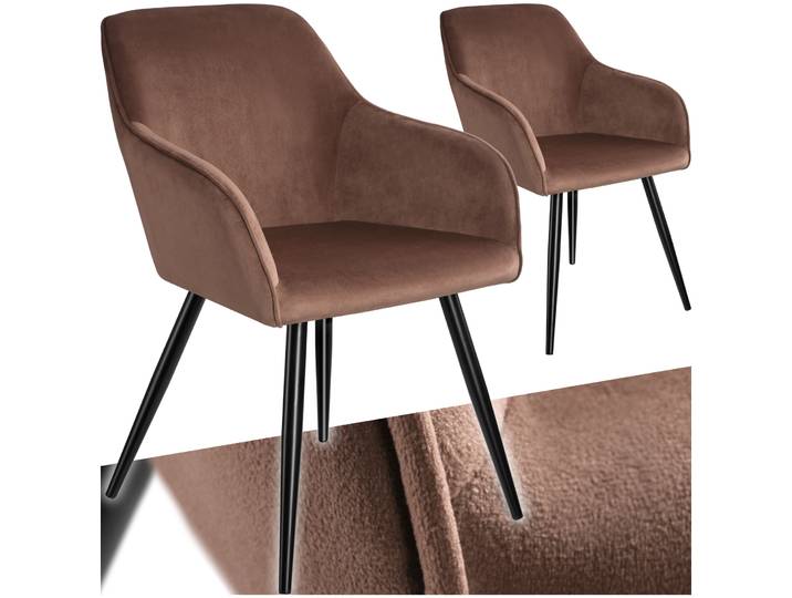 Stuhl Marilyn Samtoptik, schwarze Stuhlbeine - braun/schwarz, 2er Set