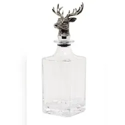 EDZARD Karaffe Hirsch (0,75 Liter), mit Hirschkopf, quadratisch, Glas, edel versilbert