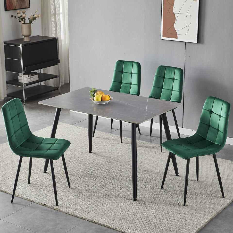 George Oliver Fulshear 4 - Person Dining Set Armani Grey/Green/Black 89"H x 128"L x 8"W
