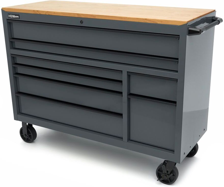 HBM Carrello portautensili, 8 cassetti, 142 cm, grigio