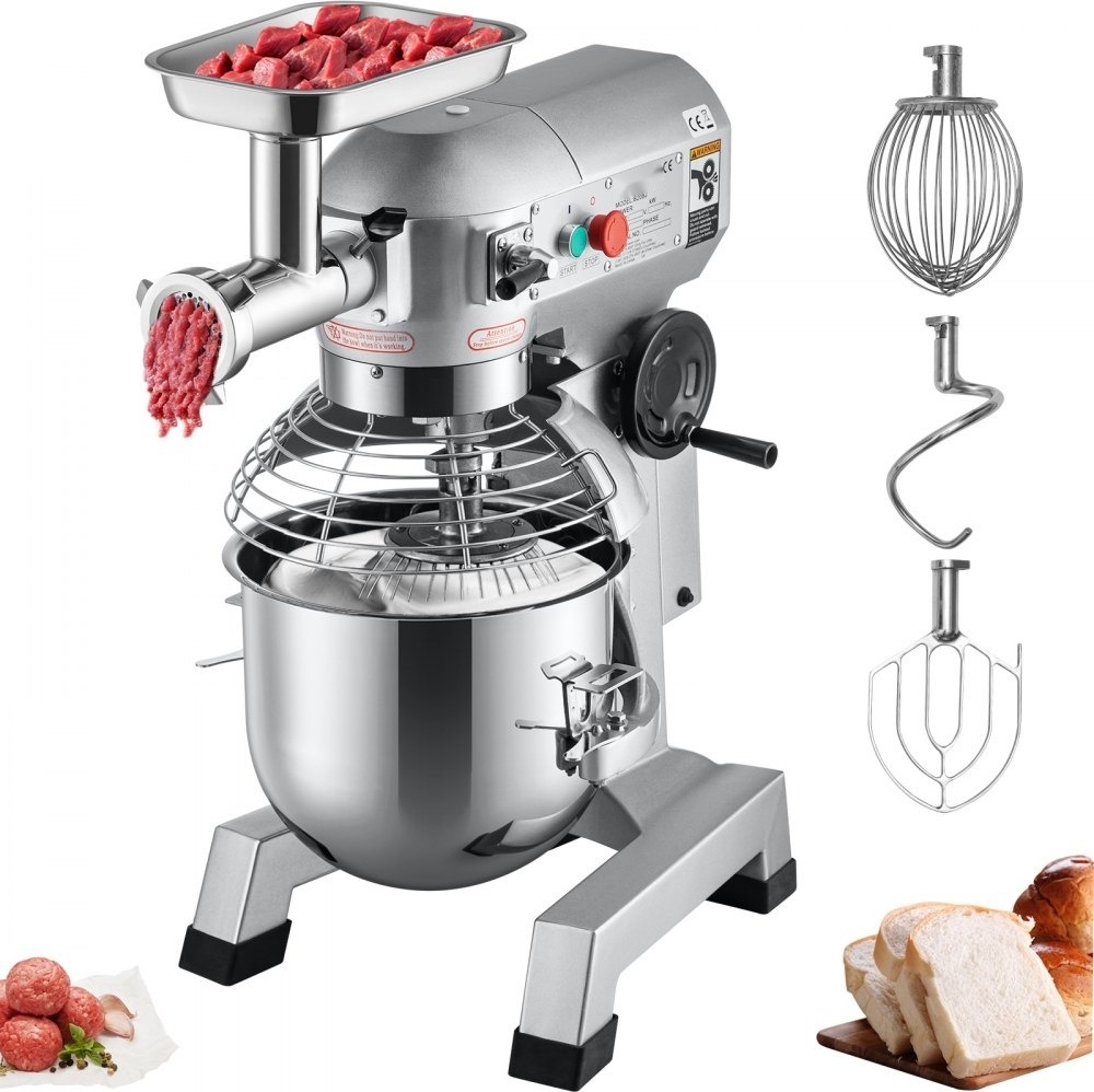 Küchenmaschine - 1100 W Knetmaschine 20 L Edelstahl - Kompakt Küchenmaschine 120 kg/h Fleischwolf - 20 L Schüssel - Standmixer 3 Geschwindigkeiten - Mixer Multifunktional Zerkleinerer
