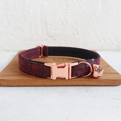 Uplifted Finds Customized Velvet Pet ID Collar With Bowknot & Bell burgundy s