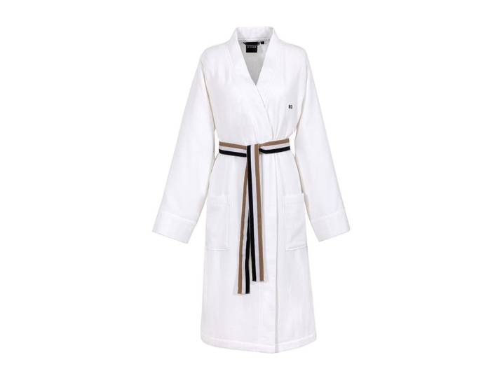 Hugo Boss Bademantel, Weiss, Textil, Uni, unisex, Heimtextilien, Badtextilien, Bademantel, Bademäntel Damen