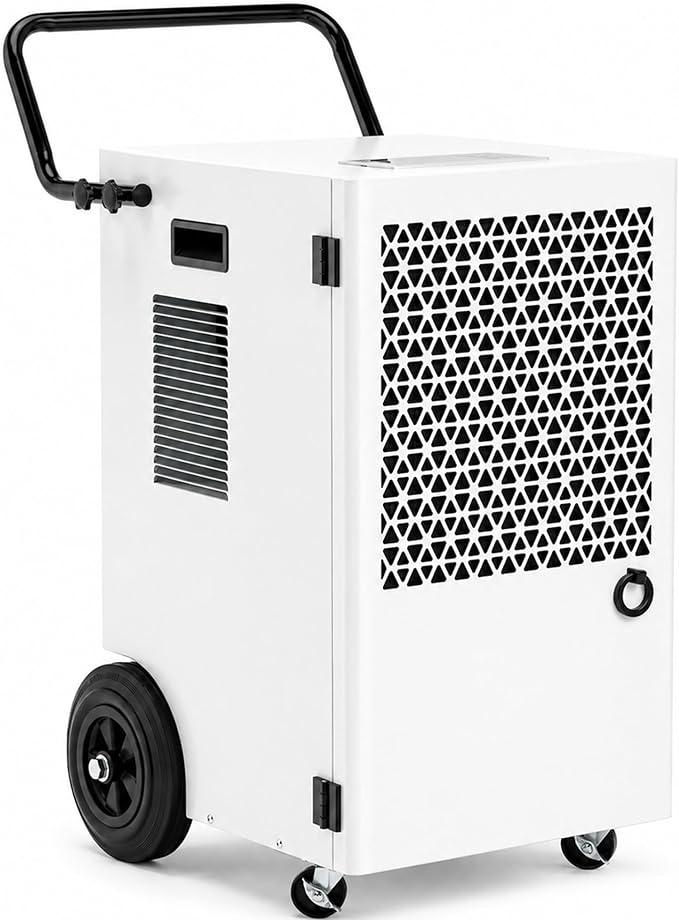 Bautrockner Elektrisch 120L Groß: Luftentfeuchter Elektrisch mit 7L Tank Dauerablauf 24H Timer R290 Kompressor 300m?/600m? für Lager Garage Werkstatt Keller Büro Waschraum Archiv Technikraum