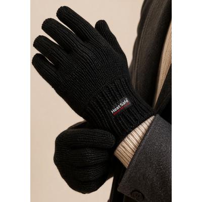 Strickhandschuhe MAN'S WORLD "ThermoBlock-Membran", Herren, Gr. 9, schwarz, Strick, Materialmix, unifarben, Handschuhe, mit wärmenden Fleece gefüttert