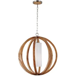 Pendellampe Deckenleuchte Hängelampe Holz Stahl D 66 cm Esszimmerlampe
