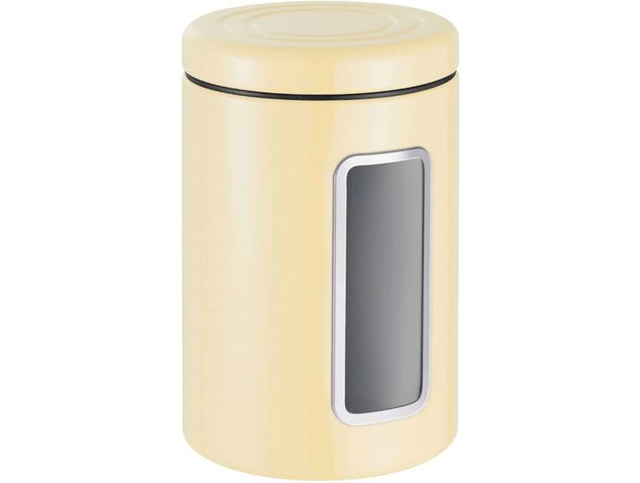 Vorratsdose WESCO Classic Line , braun (mandel), B:12,5cm H:18,9cm L:12,5cm, Stahlblech, Lebensmittelaufbewahrungsbehälter, Vorratsdose, Deckel mit Kunststoffring / Sichtfenster aus Acryl, 2 L