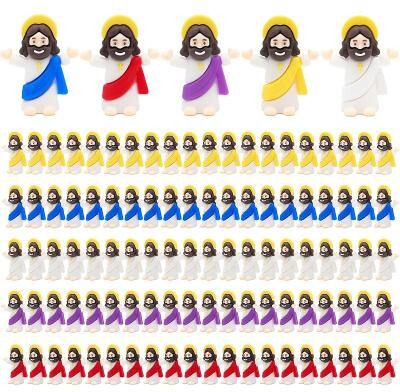 LightInthebox 50/100pcs Little Jesus Figures, Mini Jesus Figurines in Bulk Easter Gift Tiny Statues for Easter Egg Stuffers Multicolor Tiny Jesus Figures, Miniature Figurines to Hide