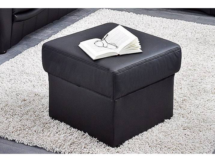Hocker SIT & MORE Bansin , schwarz, B:58cm H:45cm T:58cm, Luxus-Microfaser ALTARA NUBUCK (100% Polyester);SOFTLUX-Kunstleder;NaturLEDER (echtes Rindsleder)/Korpus SOFTLUX-Kunstleder, Hocker, Polsterhocker Lederhocker