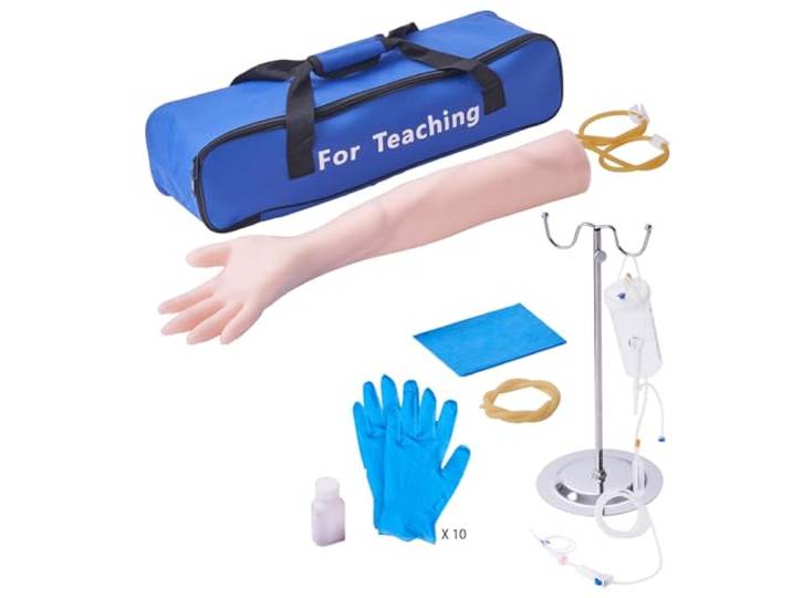 VEVOR Bras d'Entraînement pour Perfusion Intraveineuse en PVC\, Bras de Formation Haute Simulation avec Sac de Transport\, Bras de Pratique de Ponction Veineuse pour Étudiants et Infirmières Écoles