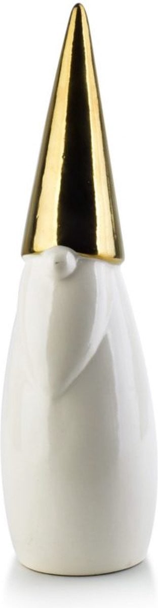 Decoratief Kerstman beeld van CASA DI ELTURO in goud en wit, Hoogte: 25 cm