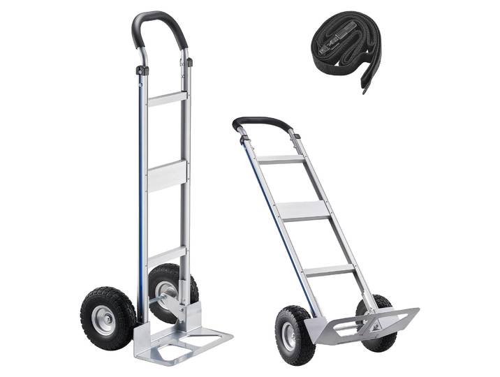 Diable VEVOR\, capacité de charge 227 kg\, diable de transport pour charges lourdes avec poignée\, diable en alliage d'aluminium avec sangle d'arrimage\, diable pour déménager à la maison\, au bureau\, à l'entrepôt\, 480x500x1340 mm