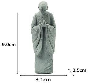 Inspired Finds Wishing Monk Zen Garden Decor Set For Aquarium And Miniature Landscape Styling standing Monk 3.54x1.22x0.98in