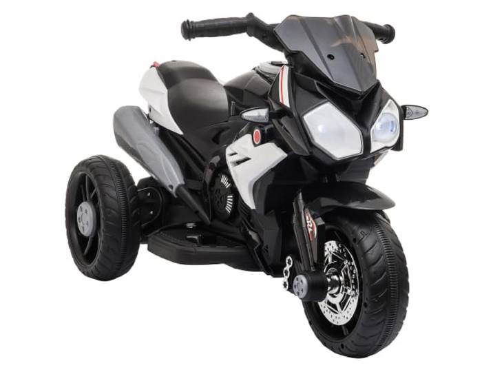 HOMCOM Elektro Kindermotorrad mit Musik für 3-5 Jahre 3 km/h Schwarz+Weiß Scheinwerfer, Elektromotorrad, Kindermotorrad, Max. 25 kg