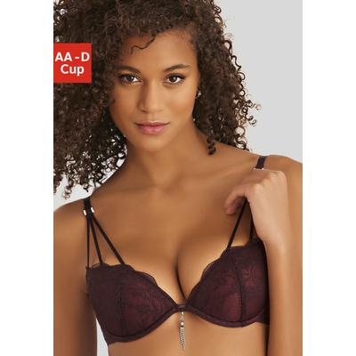Push-up-BH LASCANA "BH mit Bügel, Spitzen-BH, als Dessous-Set kombinierbar", Damen, Gr. 90, Cup A, rot (cherryrot), Microtouch, Obermaterial: 60% Polyamid, 35% Polyester, 5% Elasthan, BHs Push-up-BH, sexy Unterwäsche, sexy Dessous, Reizwäsche Damen