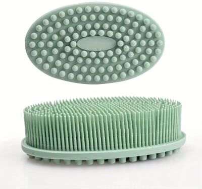 Perfect Picks Market Premium Silicone Body Scrubber & Shampoo Brush For Deep Cleansing, Gentle Exfoliation And Scalp Massage grass Green