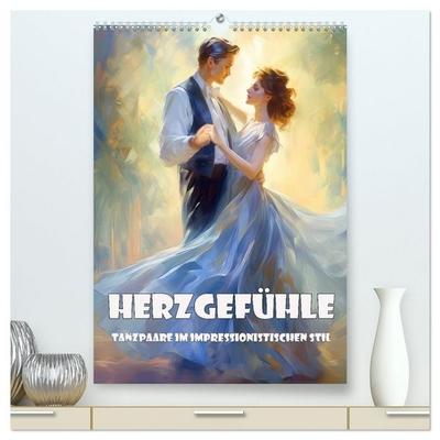 Herzgefühle – Tanzpaare im impressionistischen Stil (hochwertiger Premium Wandkalender 2026 DIN A2 hoch), Kunstdruck in Hochglanz