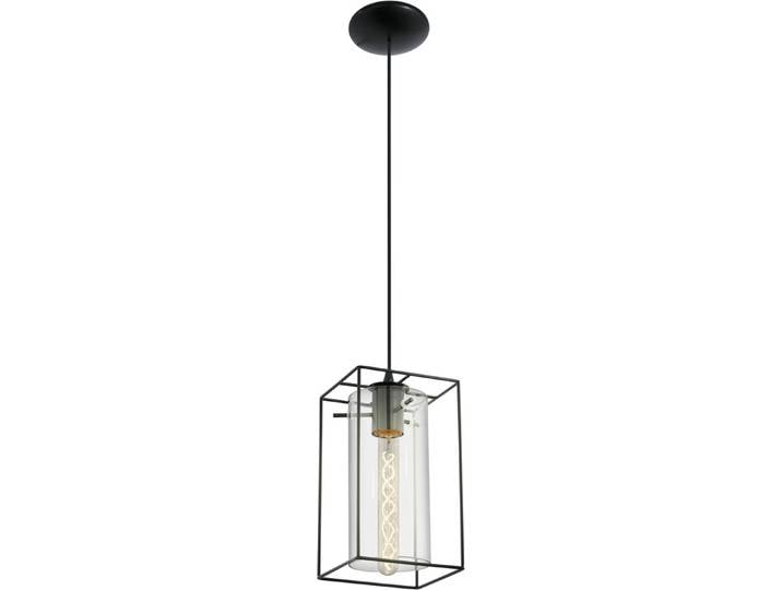 Eglo 49495 Loncino Lampe à suspendre vintage Acier noir Verre fumé transparent