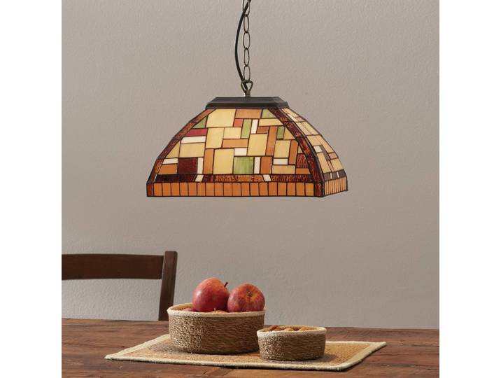 Artistar Tiffany Hängelampe MOSAICA, dimmbar, Multicolour, für Wohn- / Esszimmer, Glas, Tiffany, Pendelleuchte