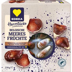 Edeka Pralinen Herzstücke Belgische Meeresfrüchte, 22 Stück, mit Nussnougat-Füllung, 250 g