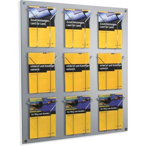Kerkmann Prospekthalter 6204, Focus, alusilber, Wandprospekthalter, Metall, 9 x A4