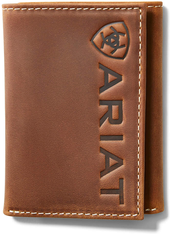 Men's Trifold Wallet Large Logo in Medium Brown by Ariat