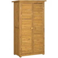 STILVORA Gartenschrank Holz Natur 87x46,5x160 cm, 3 Regale, Lamellentüren