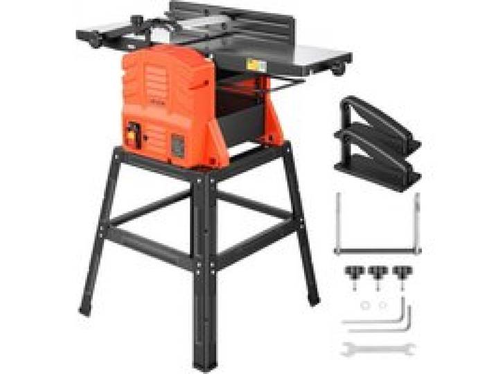 VEVOR Abricht- & Dickenhobelmaschine 254 mm Hobelbreite, 2,4 PS, 8000 U/min, mit Ständer, 2-Messer-Hobelmesserwelle, Aluminiumgusstisch, 0–3 mm Einstellbare Schnitttiefe, für Holzbearbeitung