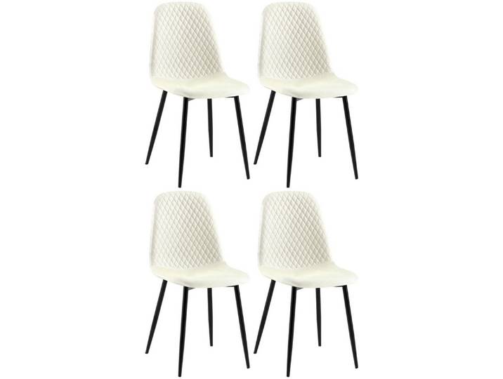 furnicato Esszimmerstuhl 4er Set Giverny 88x44x54 cm creme Polyester (4 St)