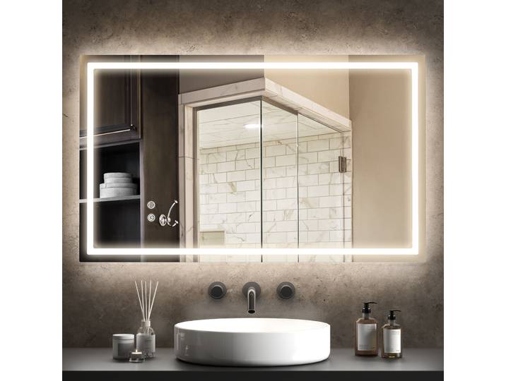 HOMCOM Miroir LED 100x60cm Anti-buée Luminosité Ajustable