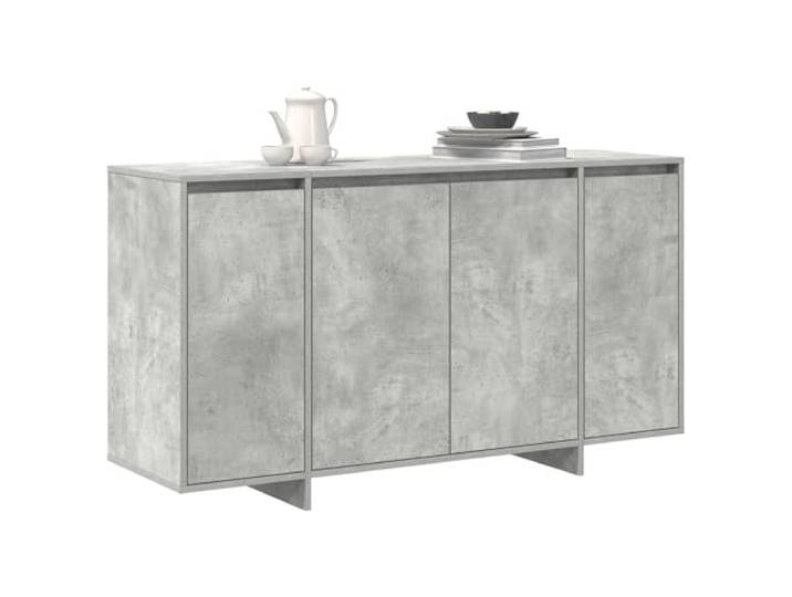 KTHLBRH Anrichte grau Zement 135 x 41 x 75 cm Holz mehrschichtig 4 Scharniertüren, Regalbretter, minimalistisches Design, 140 kg Kapazität