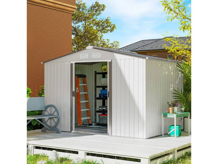 Outsunny Abri Métallique 277x195x192 cm Rangement Extérieur Argent