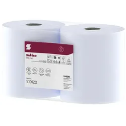 Putztuchrolle Wepa Satino HiLine CR1 3-lagig 350 m blau 2 Rollen/Paket, 1000 Abrisse/Rolle , Blattformat 23x35 cm