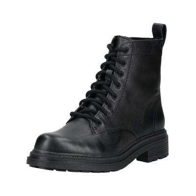 Schnürstiefelette CLARKS "Clarks Stiefelette Leder", Damen, Gr. 38, schwarz, Leder, Schuhe Schnürstiefelette