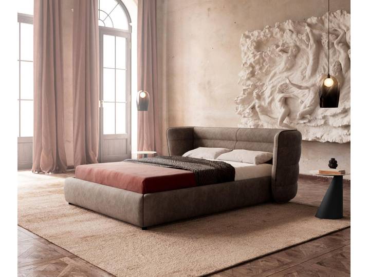 Polsterbettgestell Simea 140x200 cm Mikrofaser Taupe Vintage, Polsterbetten
