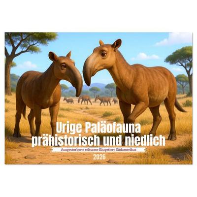 Urige Paläofauna prähistorisch und niedlich (Tischkalender 2026 DIN A5 quer), CALVENDO Monatskalender