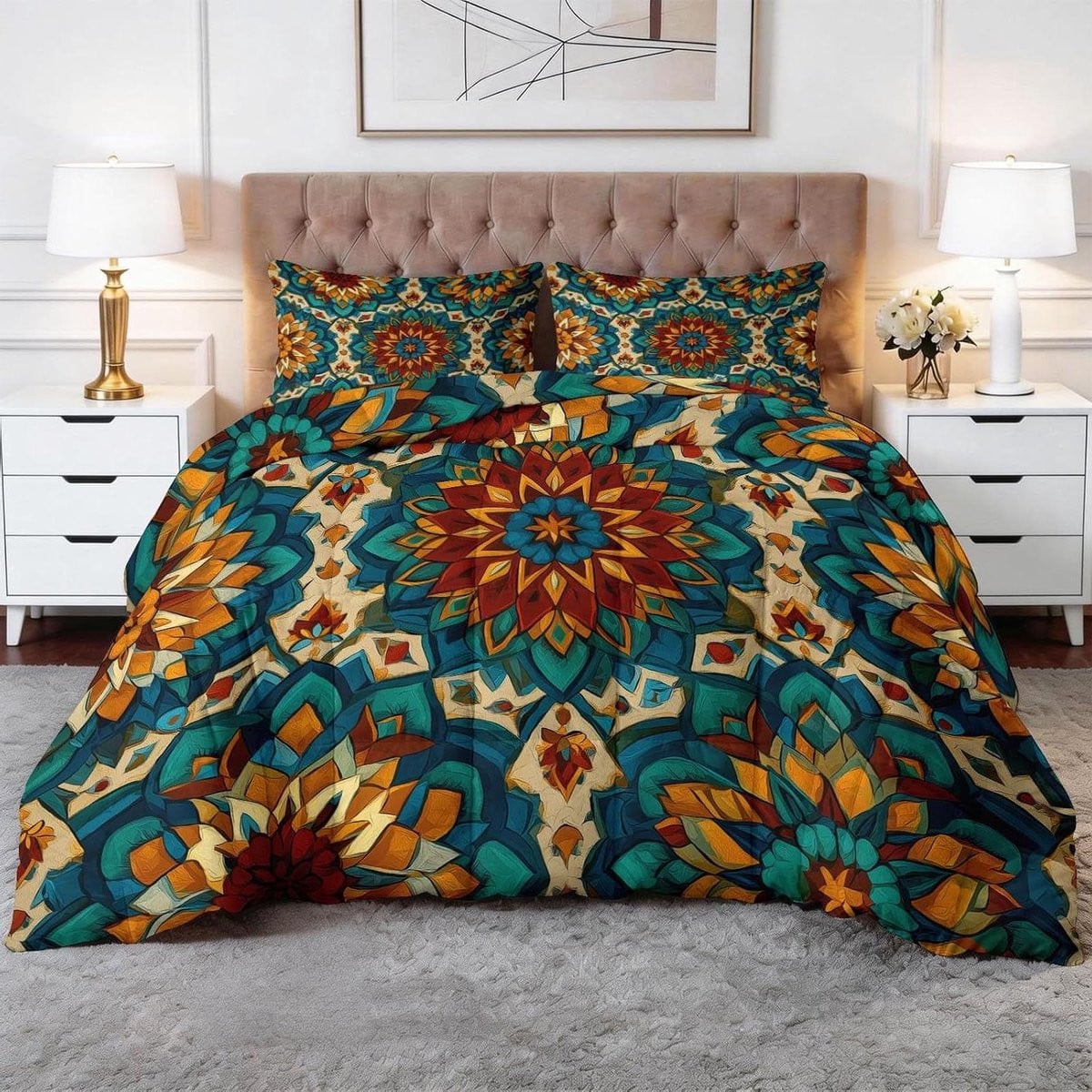 Hypoallergene 4-seizoenen dekbedset met microvezel dekbedovertrek, 140 x 200 cm