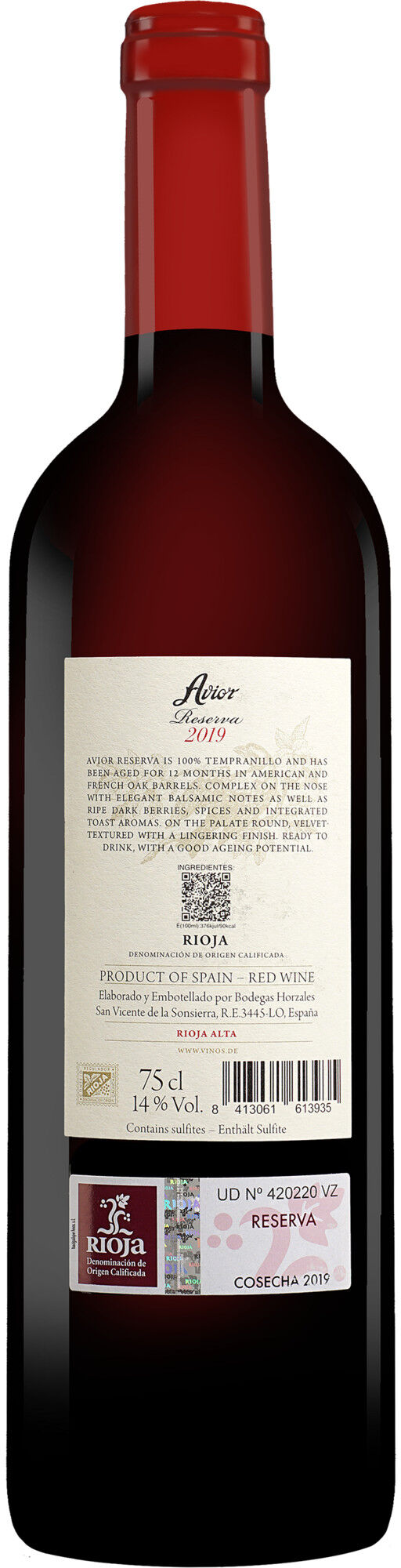 Avior Reserva 2019 14% Vol. Rotwein Trocken aus Spanien