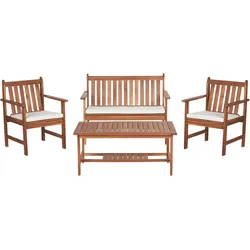 LOUNGE SET 4-Sitzer Akazienholz hellbraun Auflagen weiß Altidona