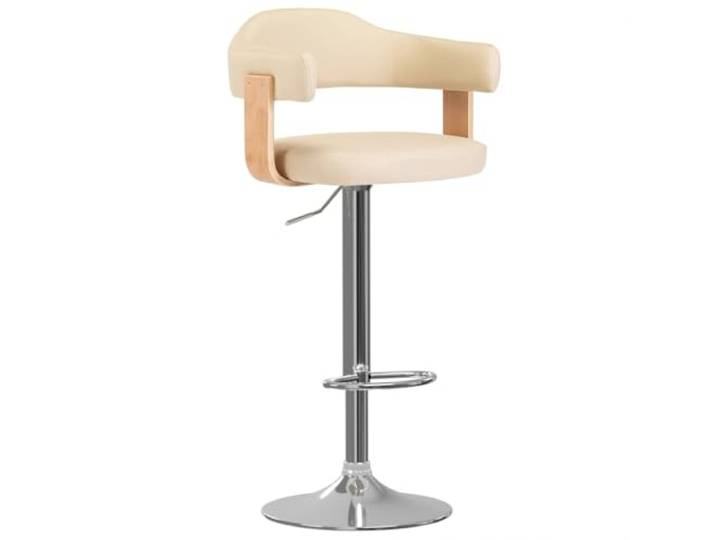 Barhocker, 2-teilig, cremefarben, gebogenes Holz, Kunstleder, drehbar Höhenverstellbarer Gasmechanismus, 360° drehbar, integrierte Fußstütze, Kapazität 110 kg, zeitloser Stil