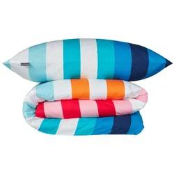 Schiesser Bettwäscheset Happy Stripe - Renforcé - 2-teilig - 135 x 200 cm - Türkis
