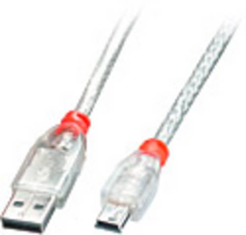 LINDY USB-Kabel USB 2.0 USB-A Stecker, USB-Mini-B Stecker 5.00 m Transparent 41785