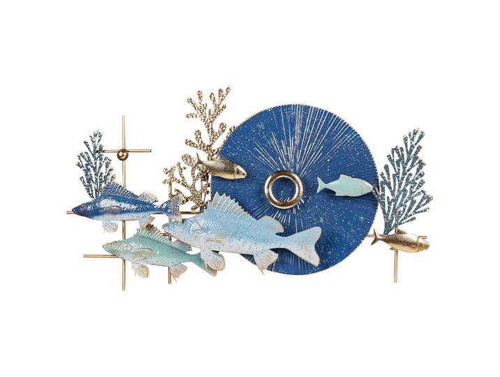 WANDDEKORATION Metall blau/gold Barium
