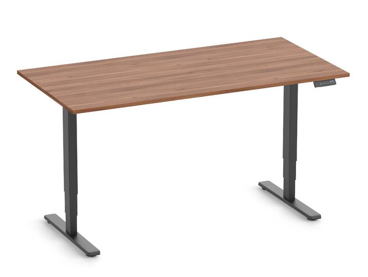 FOKUS Gestell Schwarz, Tischplatte 1600 x 800 x 19 mm Nussbaum