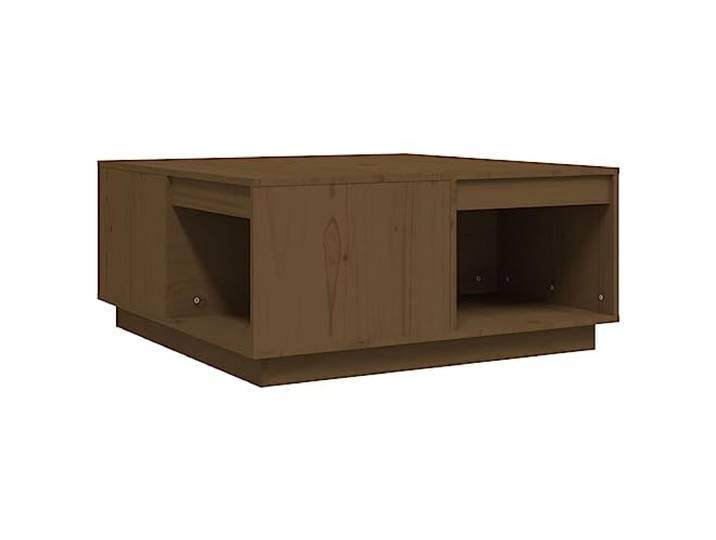 Tmriohed Couchtisch Massivholz Kiefer Honigbraun 80x81x36,5 cm Rustikaler Beistelltisch aus Kiefern-Massivholz mit Ablagefläche für das Wohnzimmer. Bietet vielseitigen Stauraum.